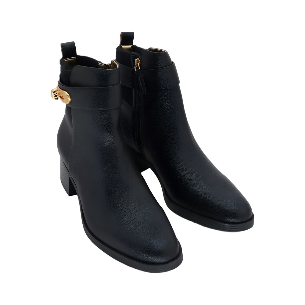 Donna Karan Block Heel Booties Black Gold Size 10